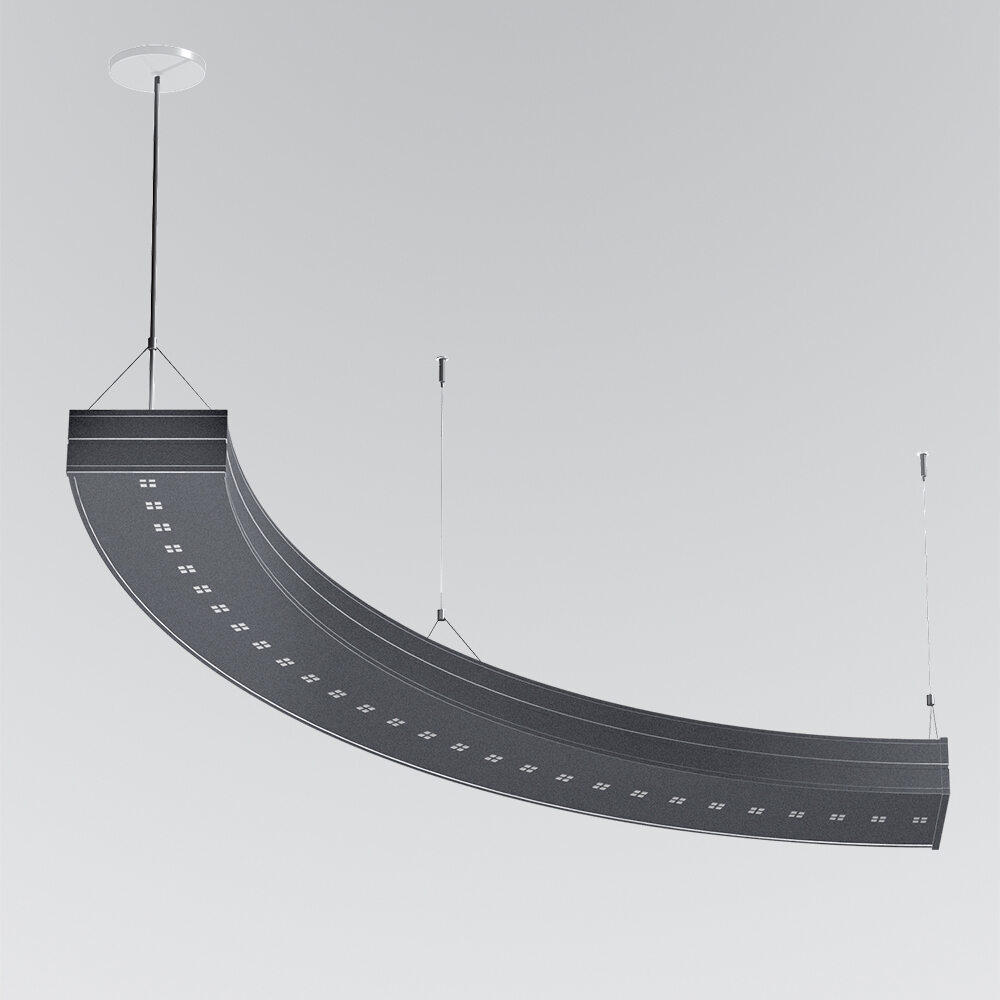 A curved indirect pendant segment 