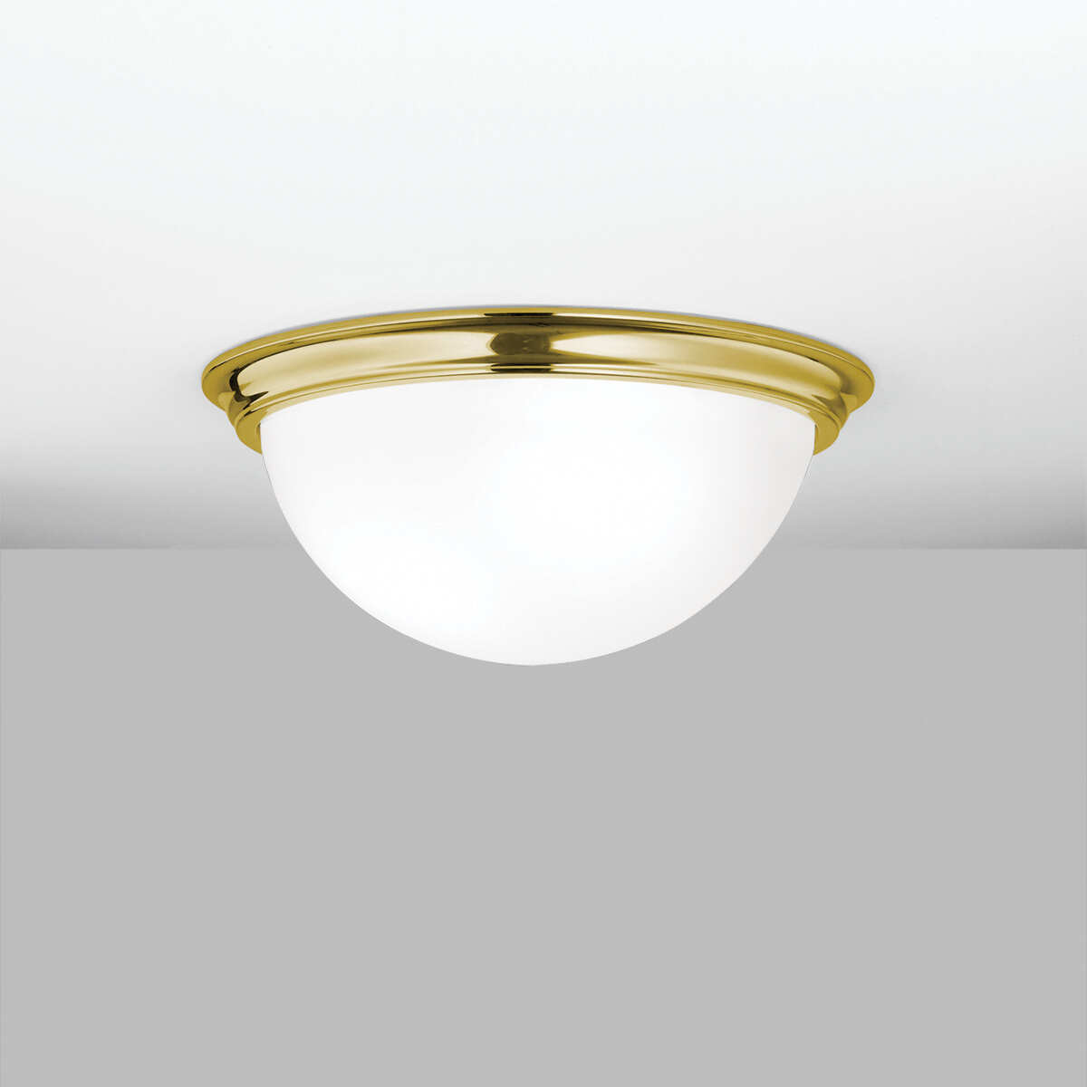 A ceiling mounted bowl fixture with a deep luminous bowl