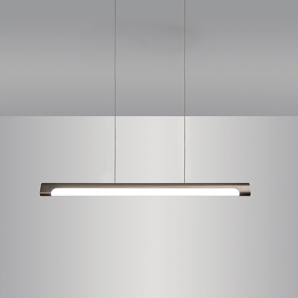 The sleek Nacelle linear pendant light fixture breaks out of the monotony of most linear suspended lights, delivering softer lighting.