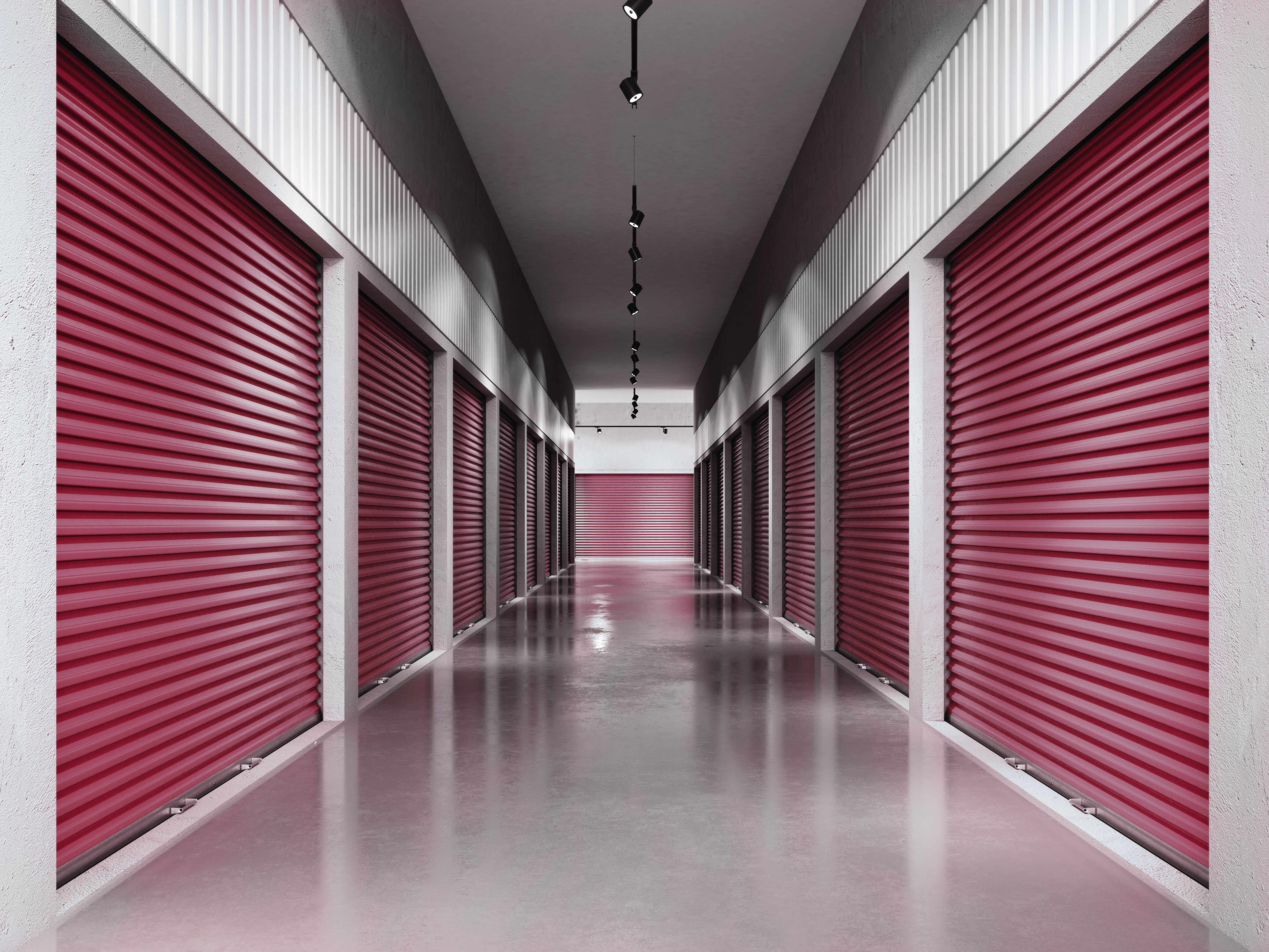 Self Storage Facility with red unit doors