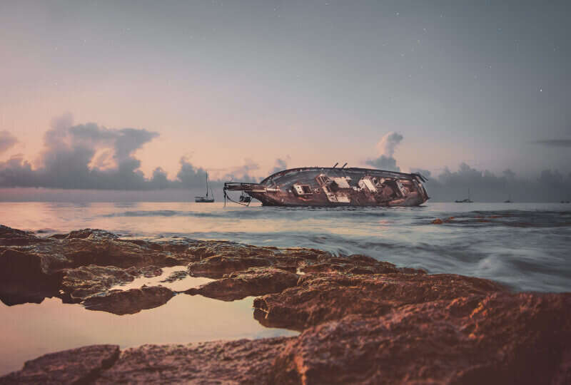 boat wreckage in need of removal