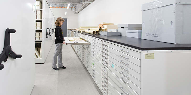 A Bank of Flat File Cabinets