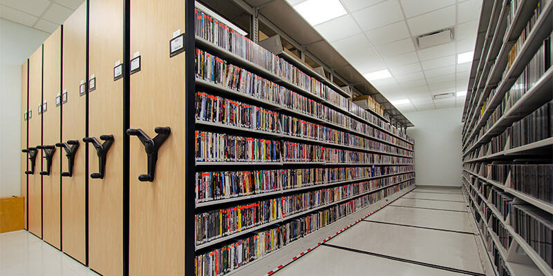 Compact-Library-Stacks-Storing-Library-Media-Collection