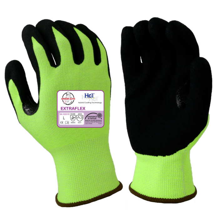 EXTRAFLEX Olympus™ (04-300HV) HV Yellow Gloves, HCT MicroFoam, Cut A3