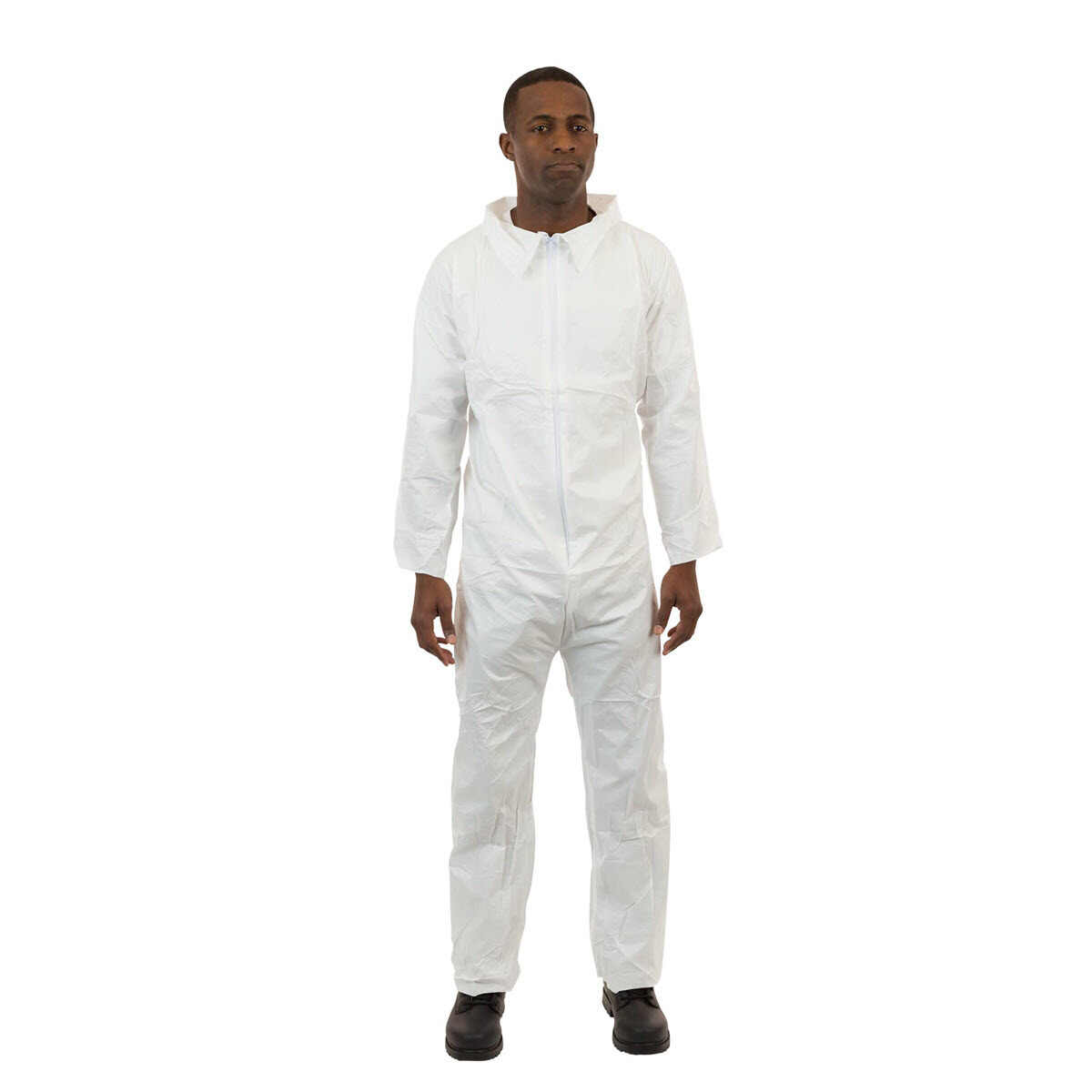 SMS (2222) Disposable Coveralls, Elastic Wrist, Open Ankle, White