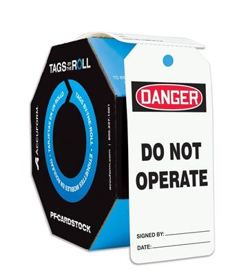 OSHA Danger Tags By-The-Roll: DO NOT OPERATE (Plain) - 100/roll