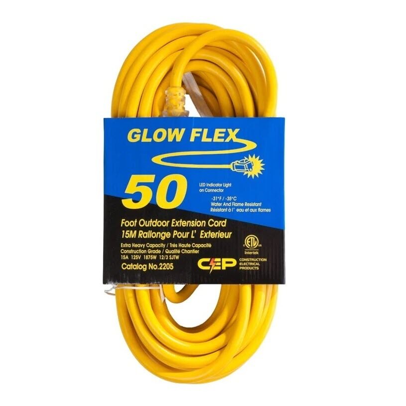 CEP (2205) Glow Flex U-Ground 12/3 SJTW Outdoor Extension Cord, 50 ft