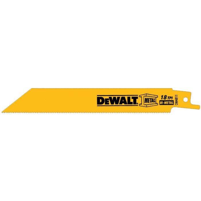 DeWALT® 18 TPI Straight Back Bi-Metal Reciprocating Saw Blade, 6