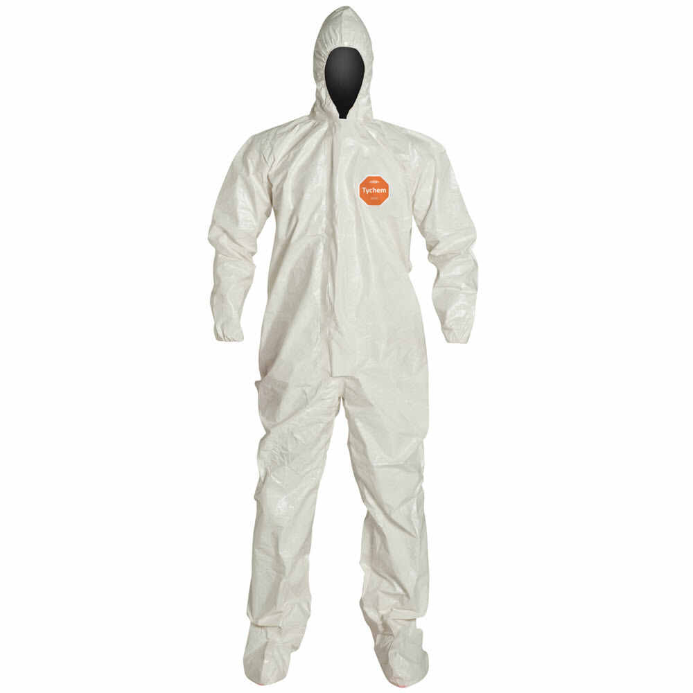 DuPont™ Tychem® 4000 Coverall, Attached Hood/Socks, Elastic Wrists, Taped Seams