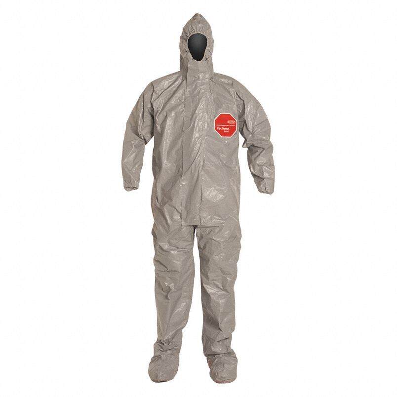 DuPont™ Tychem® 6000 Coverall, Attached Hood/Socks, Elastic Wrists, Taped Seams