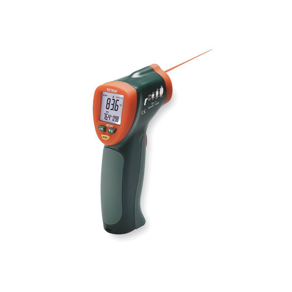 EXTECH® 42510A Wide Range Mini Infrared Thermometer -  -58 to 1200 deg F -  +/- 1% -  + 2 deg F -  1 in at 12 in -  9 V Battery