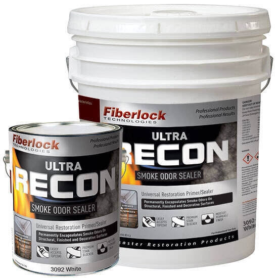 Fiberlock RECON ULTRA Smoke Odor Sealer, White, 5 Gallon