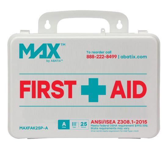 MAX® by ABATIX® 25 Person Plastic First Aid Kit, ANSI A Compliant