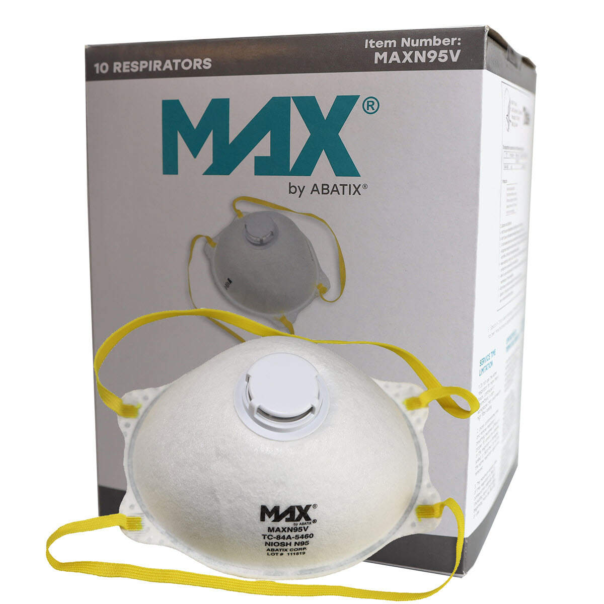 MAX™ by ABATIX™ N95 Disposable Particulate Respirator w/Valve, 10/bx