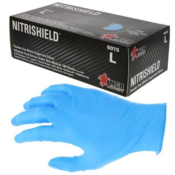 MCR Safety (6015) Premium Grade Food Service Gloves, Powder Free Nitrile, Textured Grip, 100/bx