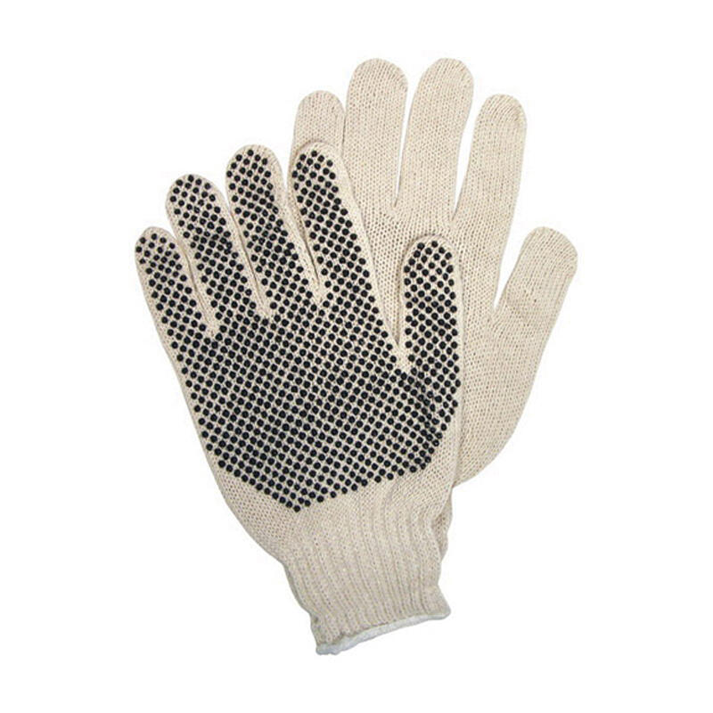 MCR Safety (9658) String Knit Work Gloves, Natural Cotton & Polyester, Black PVC Dots