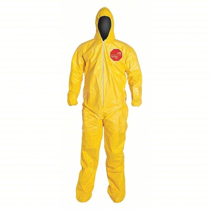 DuPont™ Tychem® 2000 Coverall, Attached Hood/Socks, Elastic Wrists, Serged Seams