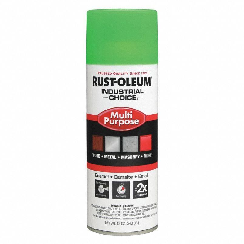 Industrial Choice® 1632830 Multi-Purpose Enamel Spray Paint -  12 oz -  Liquid -  Fluorescent Green -  12 - 15 sq-ft/Can