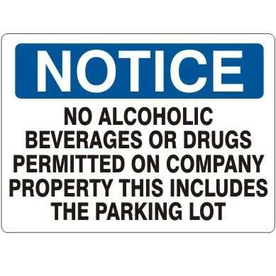 Notice Sign: No Alcoholic Beverages or Drugs Permitted... Aluminum, 14