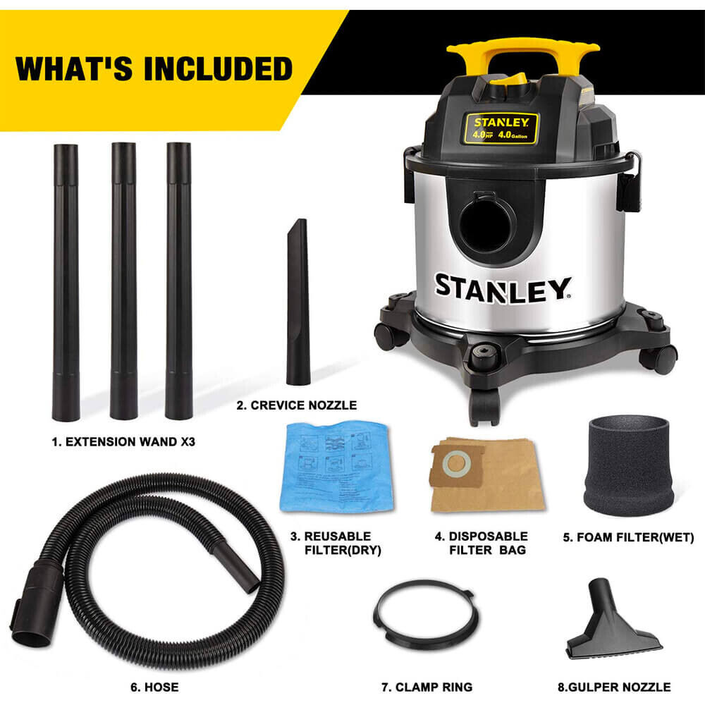 Stanley Wet/Dry Vacuum, 4 Peak HP, 4 Gallon Capacity