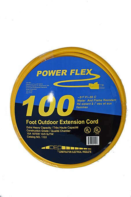 Construction Electrical Products - Power Flex 100' Outdoor Extension Cord, 10/3 SJTW U-Ground