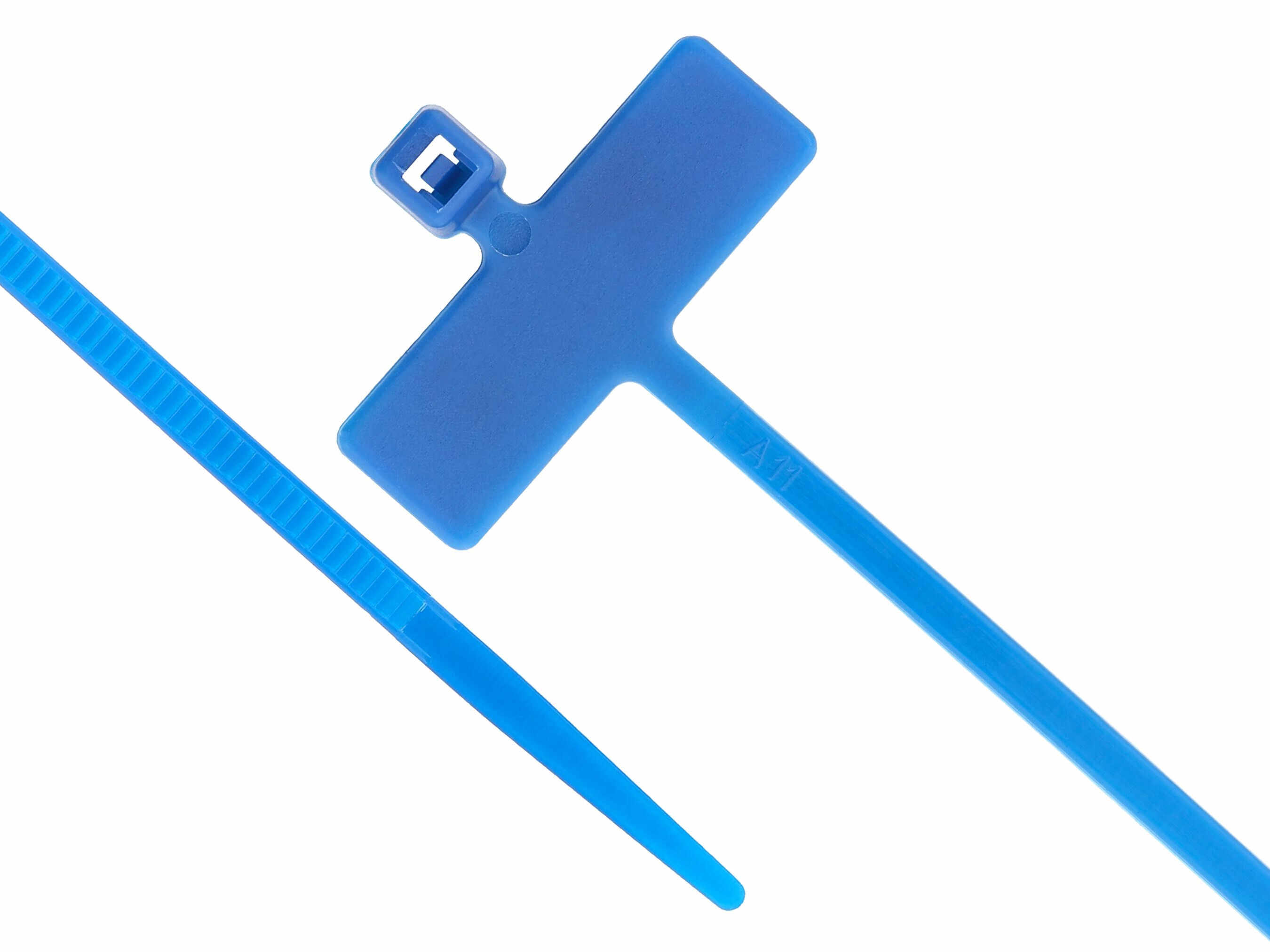 8" Miniature Cable Ties w/Identification Flag, 100/pk, Blue