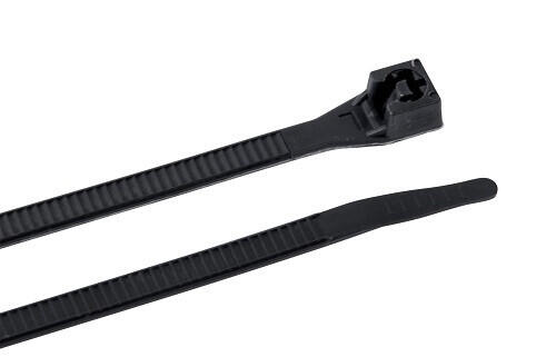 GB® Double Lock Standard Cable Ties, 8" Black, 100/pk