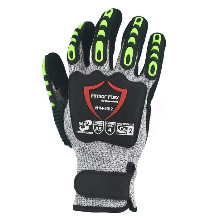 Glove Safe (VHM-5312) HPPE Impact Level 2 Glove, Sandy Nitrile Palm, Cut A5