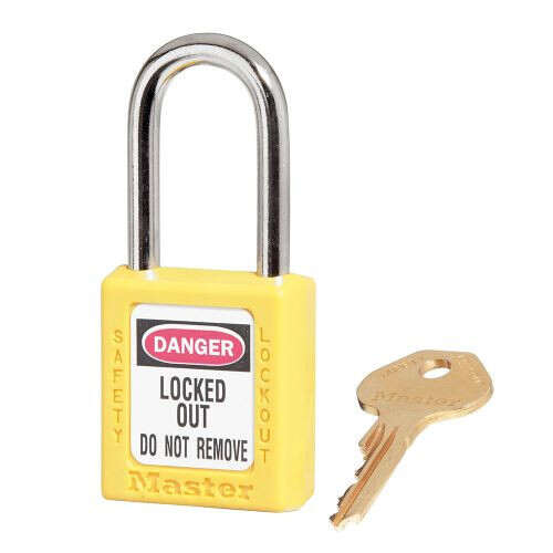 Master Lock® 410 Zenex™ Lockout Padlock, Keyed Different, 1-1/2" Shackle, Yellow
