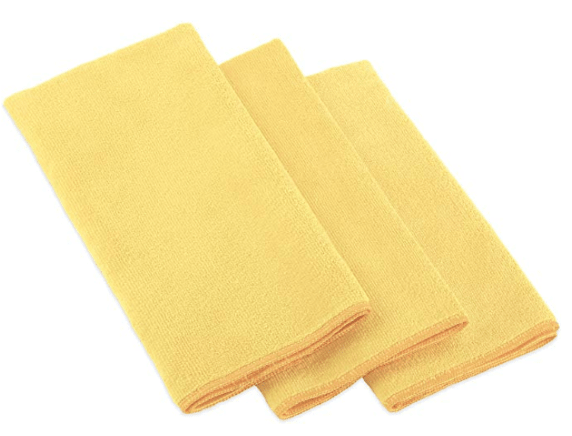 Microfiber Terry Cloth Towels, 16"x16", Yellow, 12/pk