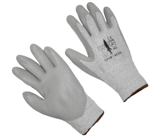 SPARTACUS A4 Cut Resistant Glove with PU Coated Palm, Gray/Black