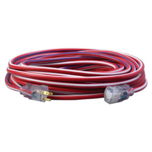 12/3 SJTW Extension Cord - 100ft - Lighted Ends