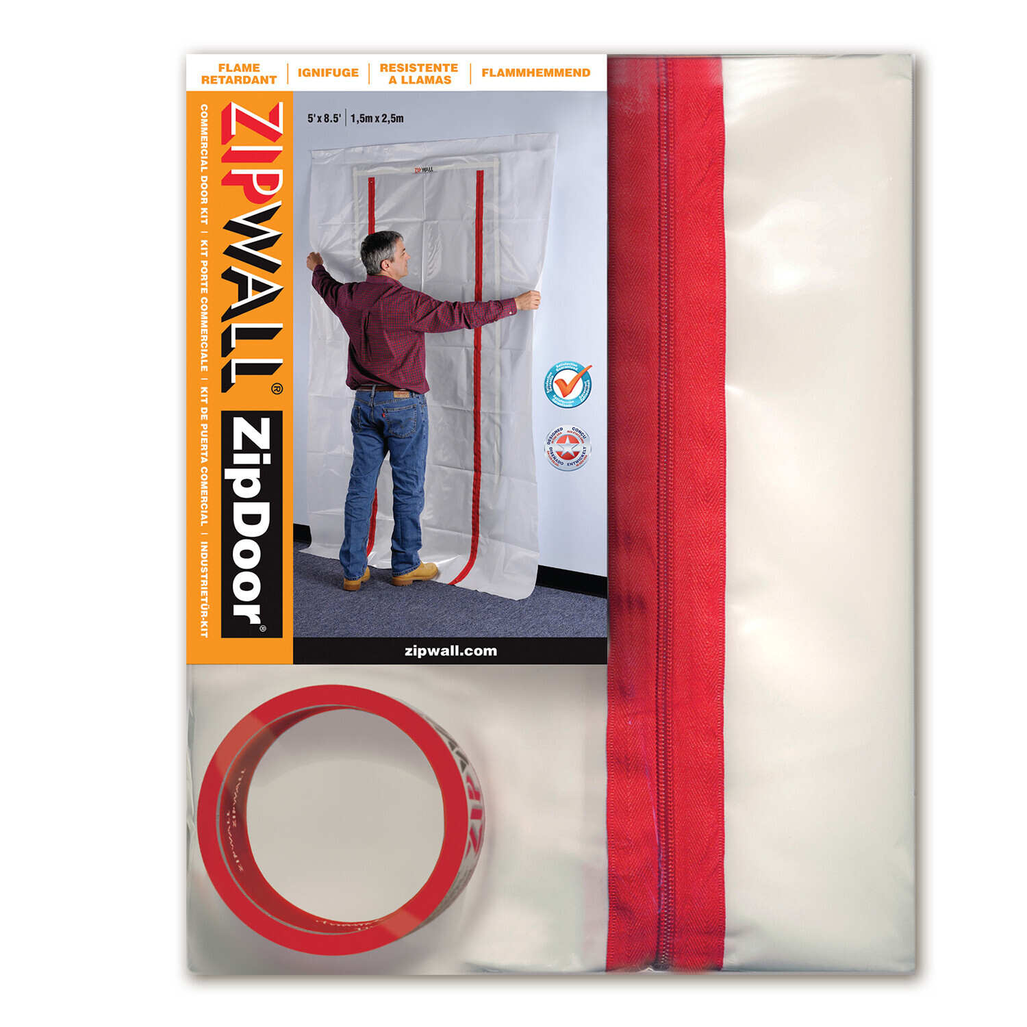 ZipDoor® (ZDC) Commercial Door Kit, 5' x 8.5', Flame Retardant