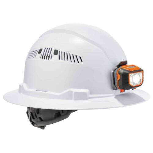 Skullerz® 8973LED Class C Full Brim Hard Hat + LED Light with Ratchet Suspension
