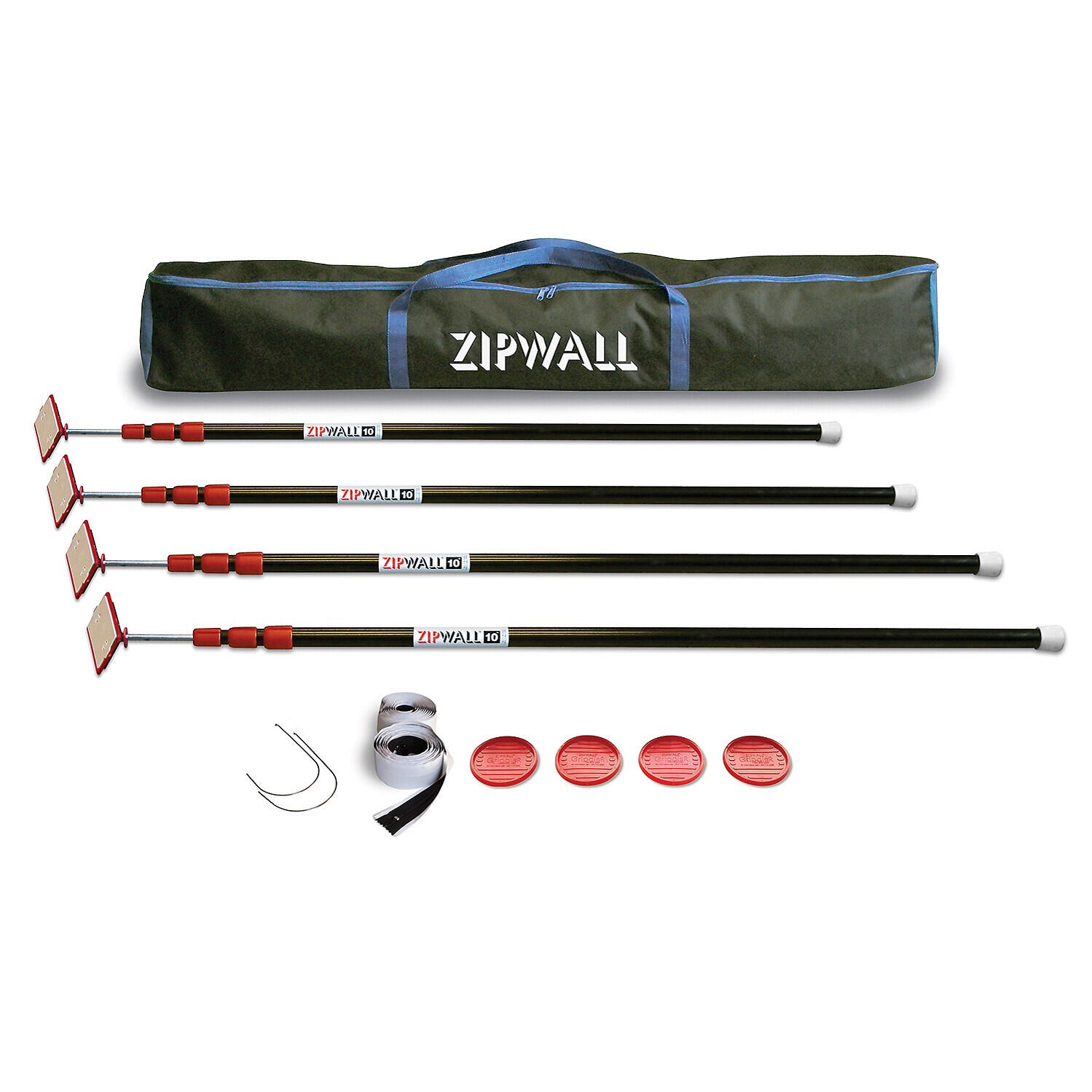 ZipPole® ZipWall® (ZP4) 10' Spring-Loaded Poles, 4-Pack