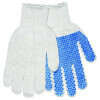 MCR Safety (9657MB) Economy Weight String Knit Gloves, Blue PVC Dots on One Side