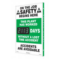 Accuform Digi-Day® 3 Electronic Safety Scoreboards: This Plant Has Worked _Days Without A Lost Time Accident