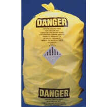 Asbestos Disposal Bags, Printed, 33"x50", 6 mil, Yellow, 75/bx