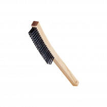 Wire Scratch Brush, Carbon Steel Bristles, Wood Handle, 3x19 Rows