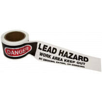 Barrier Tape, DANGER Lead Hazard Work Area, Red/Black/White, 3"x1000'
