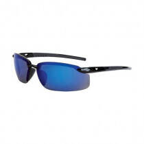 CrossFire® ES5 Premium Safety Eyewear, Shiny Black Frame, Blue Mirror Lens