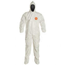 DuPont™ Tychem® 4000 Coverall, Attached Hood/Socks, Elastic Wrists, Bound Seams