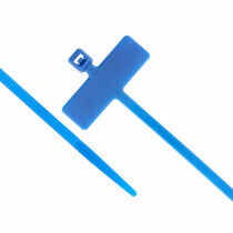 8" Miniature Cable Ties w/Identification Flag, 100/pk, Blue