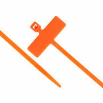 8" Miniature Cable Ties w/Identification Flag, 100/pk, Orange