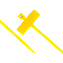 8" Miniature Cable Ties w/Identification Flag, 100/pk, Yellow
