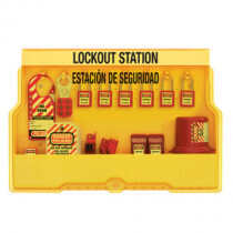 Master Lock® S1850E410ES Lockout Station, Span/Eng, Electrical Focus