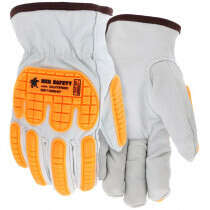 MCR Safety (36136HP) Cut A5 Impact Protection Leather Drivers, Orange TPR, MD