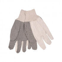MCR Safety (8802) Ladies Dotted Cotton Canvas Gloves, Knit Wrist, Size Small