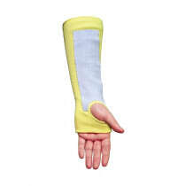 Memphis 9374TL Cut-Resistant Sleeves With Thumb Slot and Leather Pad -  14 in L -  Yellow -  7 ga DuPont™ Kevlar® Fiber