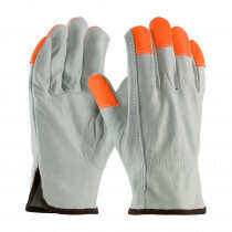 PIP® 68-163HV Regular Grade Leather Drivers Glove, HV Fingertips, Size Small
